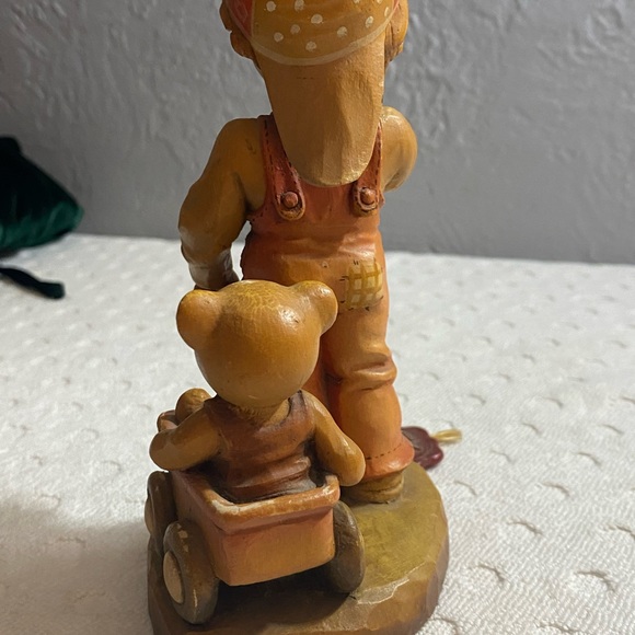 ANRI Sarah Kay  4" “Finding Our Way”Boy with a Wagon and a Teddy Bear - Picture 4 of 16